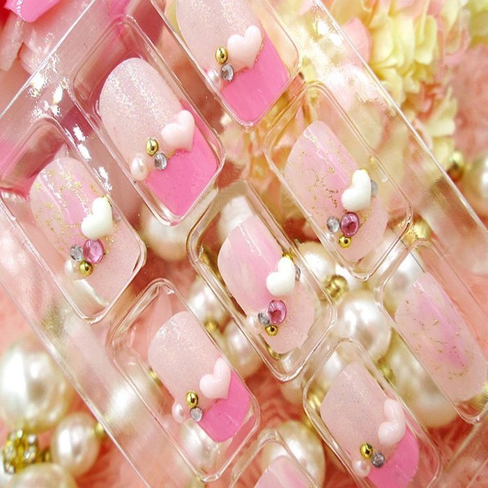 Spritech(TM) 24 Pre Design Elegant Flower Bling Rhinestone Fake Nail Piece for Bride Salon Laday Daily Use N53