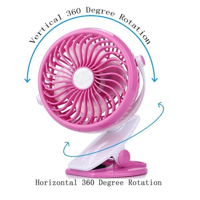 USB Rechargeable Battery Operated Clip On Fan, FLOVEME [ Mini Desk Fan ] Portable Handheld Electric Fan for Baby... N11
