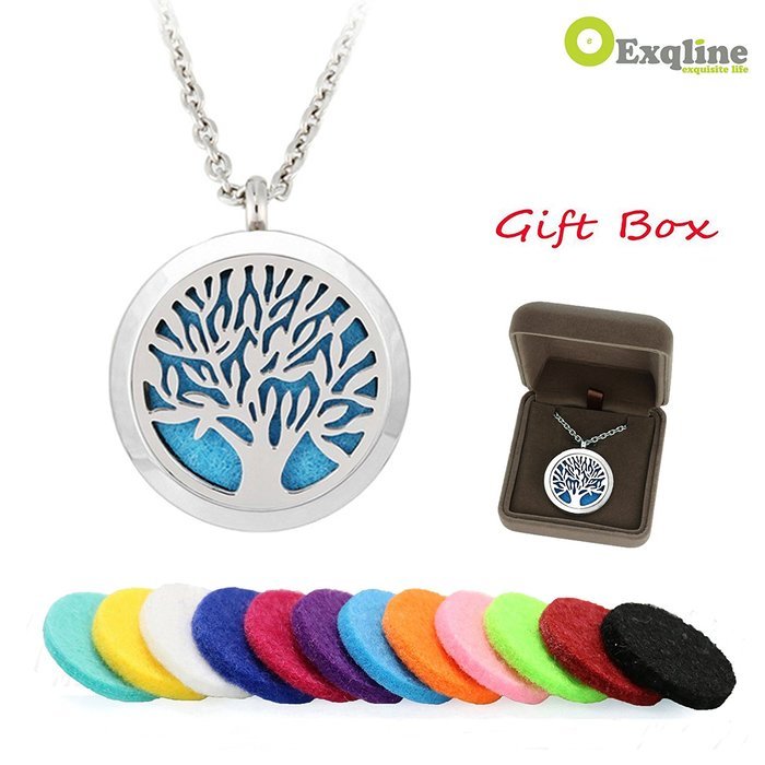 Stylish Diffuser Necklace with Gift Box - Exqline Essential Oil Diffuser Necklace Pendant Locket Gorgeous Aromatherapy... N2