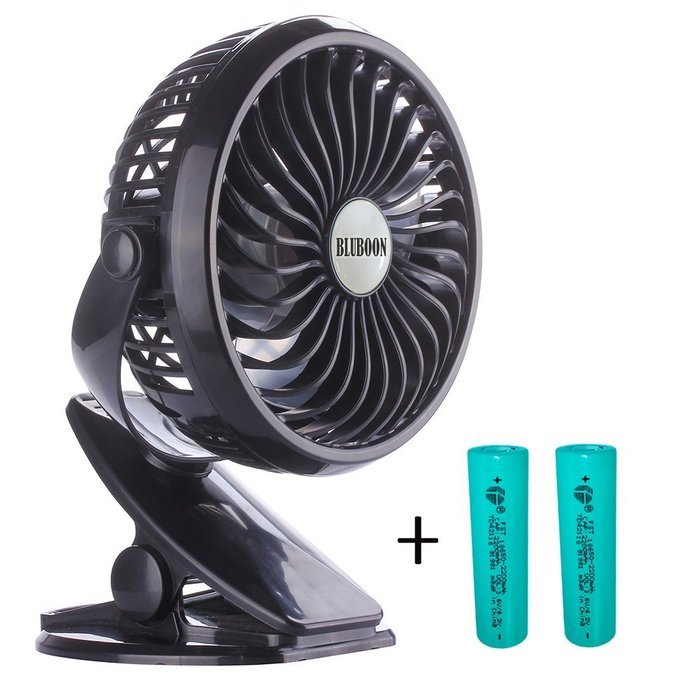 BLUBOON Clip on Fan Battery Operated Fan Portable for Baby Stroller 5" (Blue with Two Battery) N9