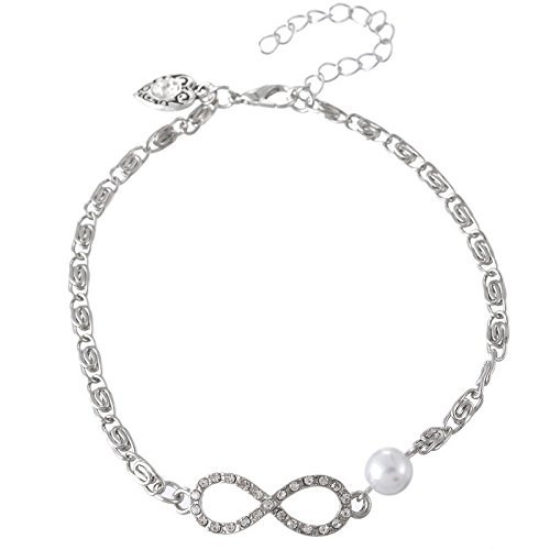1PC Simple Crystal Infinito Heart White Anklet Bracelet Foot Chain Jewelry N2