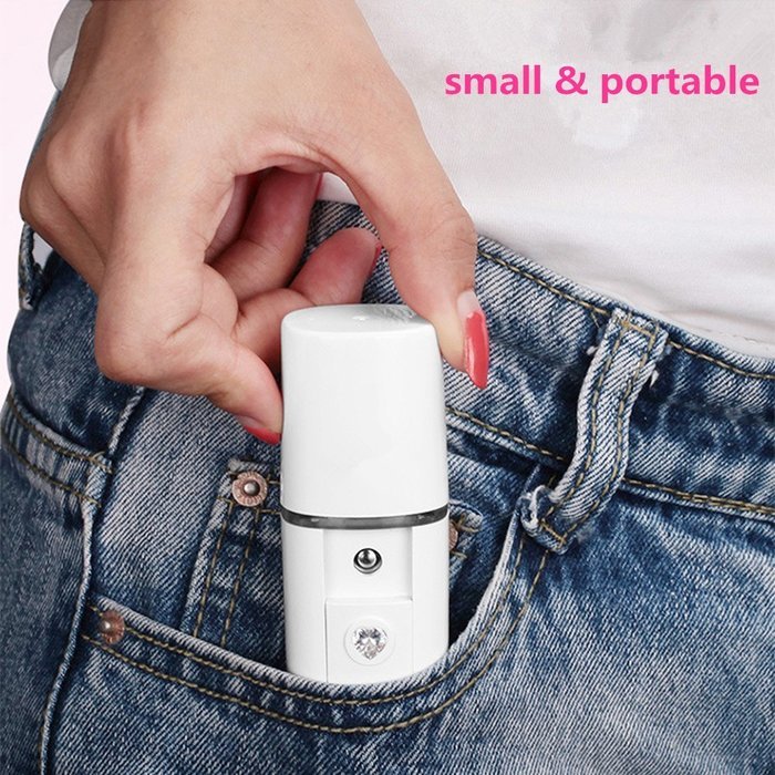 Chirisen Handy Nano Mister Facial Mist Spray Face Sprayer Beauty Skin Care Machine with USB Cable for face(White) N4