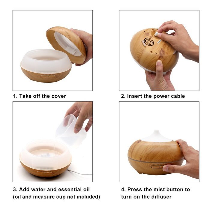 Essential Oil Diffuser, SCOPOW 300ml Wood Grain Cool Mist Aroma Diffuser with [ Timer, Auto Shut-off, 7 Colors... N8