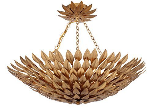 Crystorama 517-GA_CEILING Broche 6-Light Semi-Flush, Antique Gold Finish by Crystorama