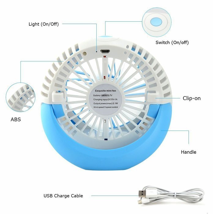 iBaste 4 Inch Portable Mini USB Charging or Battery Powered Desktop Oscillating Fan Black N16