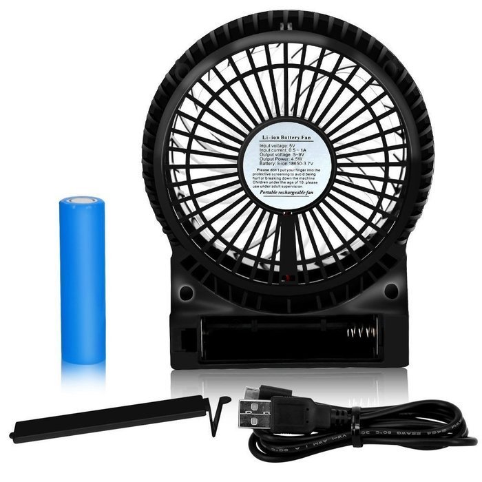 iBaste 4 Inch Portable Mini USB Charging or Battery Powered Desktop Oscillating Fan Black N17