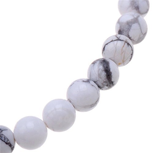 Fashion Men's Natural White Turquoise Stone Bead 8mm Gold Buddha Lucky bracelet N3