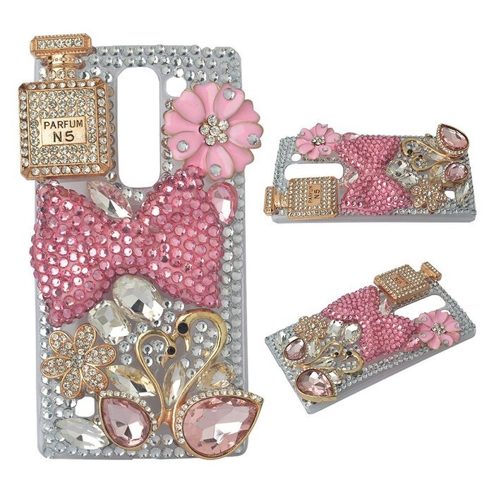 Spritech(TM) Bling Clear Phone Case For LG spirit h440 C70/LG Escape 2/LG Logos/LG Spirit 4G LTE,3D Handmade Silver... N17