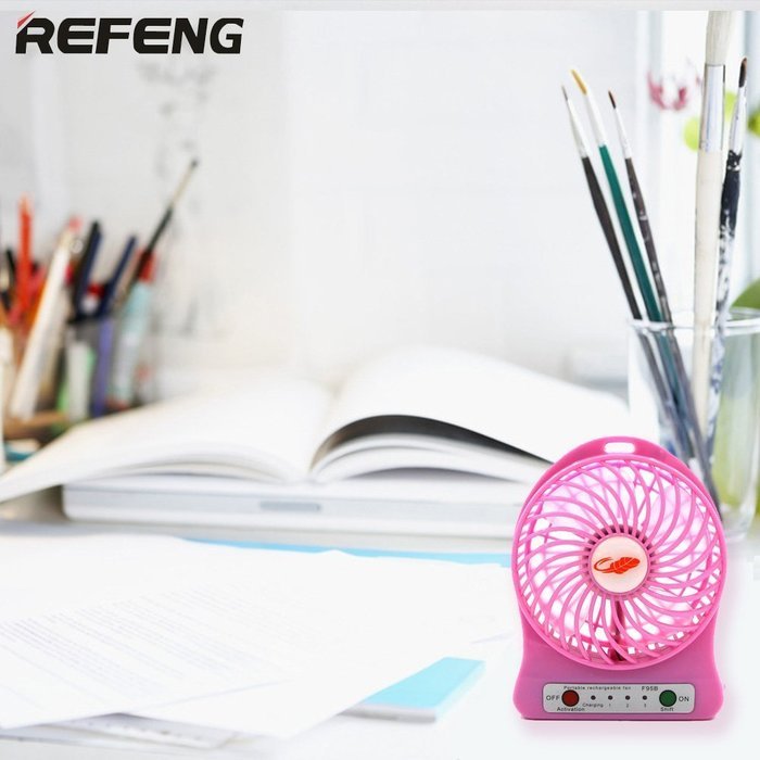 ReFeng Personal Battery Operated Fan Rechargeable with LED Light, Quiet (Green) N18