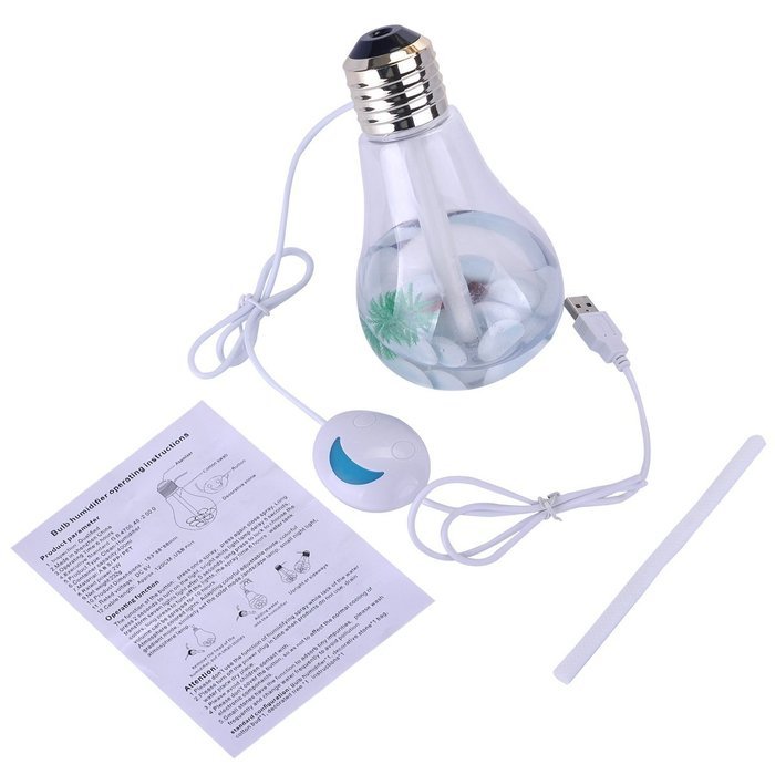 USB Mini 400ml Colorful Bulb humidifier Air Purifier Atomizer with colorful Night Light for Household Office Bedroom... N6