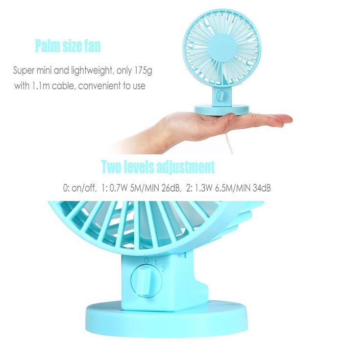 QH USB Mini Portable Double-vane Desk Fan Electric Computer Super Mute Cooler Fan (White) N14