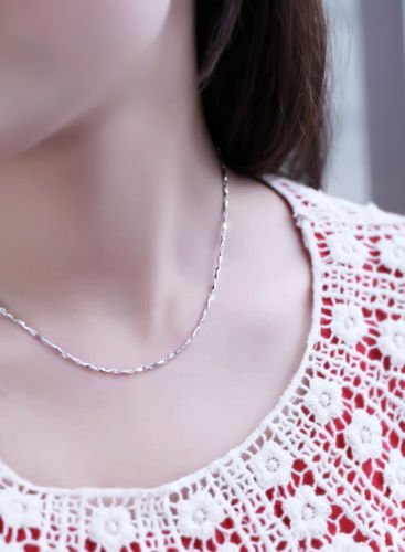 New Arrival 1Pc Women Jewelry 925 Silver Necklace Sophisticated Ingot Chain N4