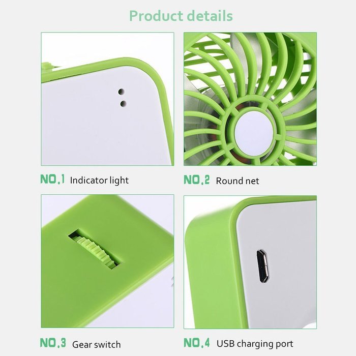 LIPPO Household USB Fan Portable Summer Cooling Fan 2-way Powered Convenient Mini Cooler (Palm-Leaf 183, Black) N32