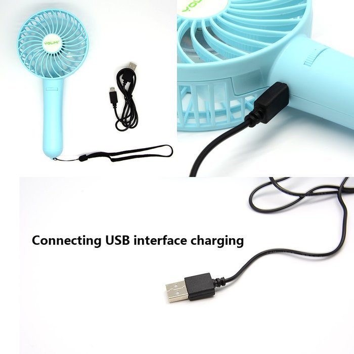 LIPPO Household USB Fan Portable Summer Cooling Fan 2-way Powered Convenient Mini Cooler (Palm-Leaf 183, Black) N36