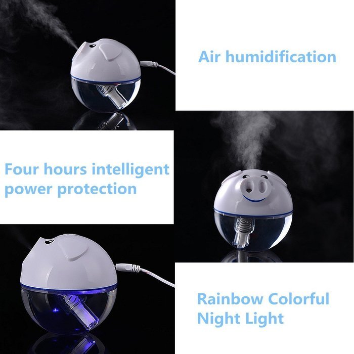 USB Humidifier, EIVOTOR 200ML Essential Oil Diffuser Air Purifier Aroma Diffuser Essential Cute Pig Cool Mist... N6