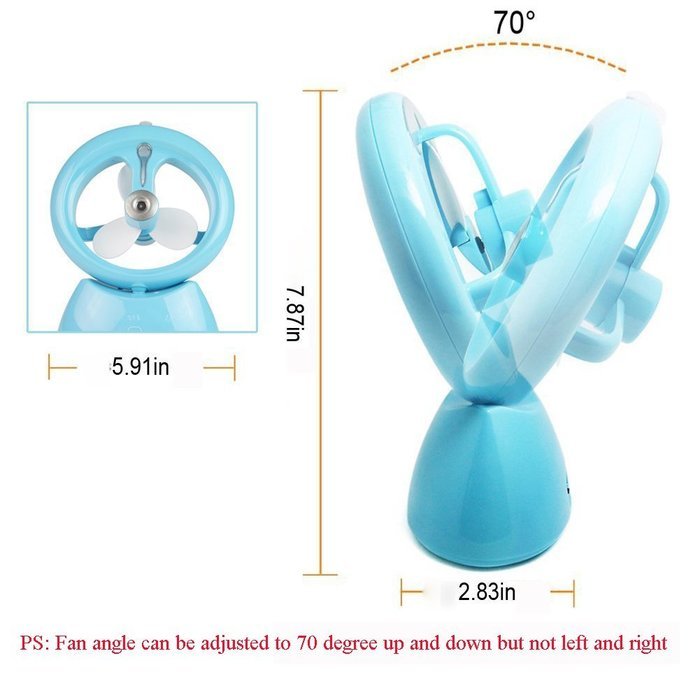 EMDMAK Mini Desk Fan USB Misting Cooling Rechargable Fan for Home Office and Travel (Blue) N4