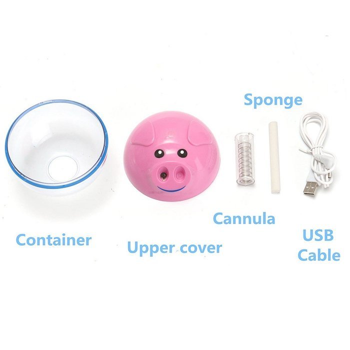 USB Humidifier, EIVOTOR 200ML Essential Oil Diffuser Air Purifier Aroma Diffuser Essential Cute Pig Cool Mist... N8