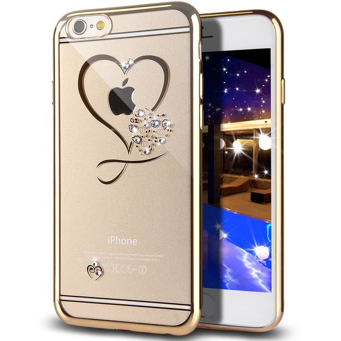iPhone 7 Case,iPhone7 Case,ikasus Mini Love Heart Glitter Bling Crystal Rhinestone Diamonds Clear Rubber Golden... N54
