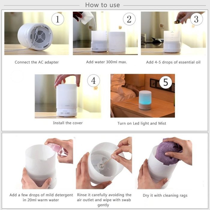 300ml Aroma Diffuser by Minofox with Timer and Auto Shut off function, Essential oil diffuser with 6-7 Hours continuous... N5