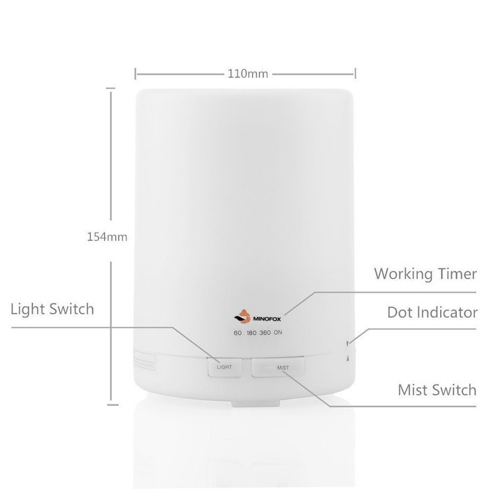 300ml Aroma Diffuser by Minofox with Timer and Auto Shut off function, Essential oil diffuser with 6-7 Hours continuous... N7
