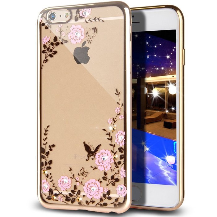 iPhone 7 Case,iPhone7 Case,ikasus Mini Love Heart Glitter Bling Crystal Rhinestone Diamonds Clear Rubber Golden... N75