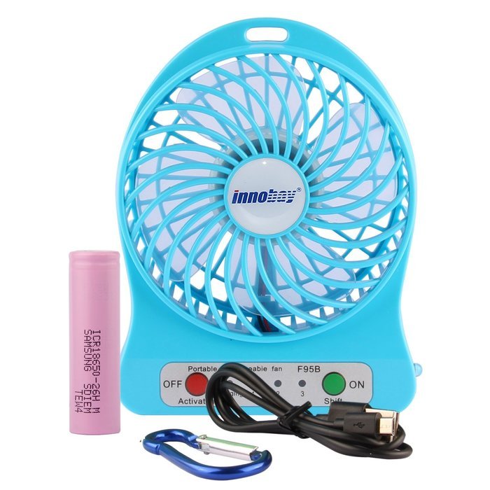 innobay 4-inch Personal Battery Operated Fan Rechargeable with LED Light, Quiet (Black) N11