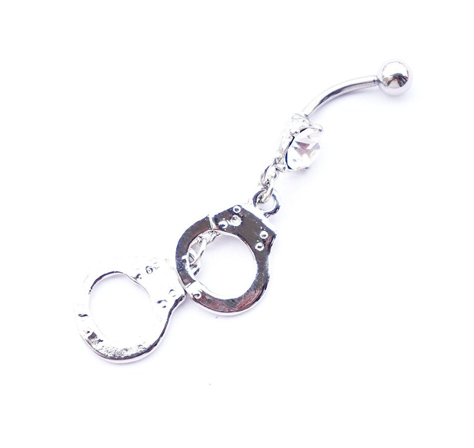 Dedegui Silver Bar Handcuffs 14g Belly Button Navel Ring Body Piercing Jewelry