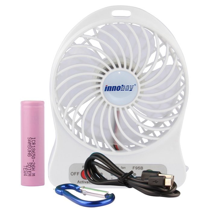 innobay 4-inch Personal Battery Operated Fan Rechargeable with LED Light, Quiet (Black) N13