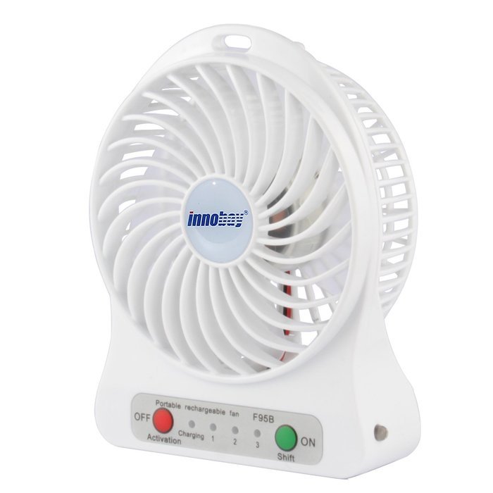 innobay 4-inch Personal Battery Operated Fan Rechargeable with LED Light, Quiet (Black) N14