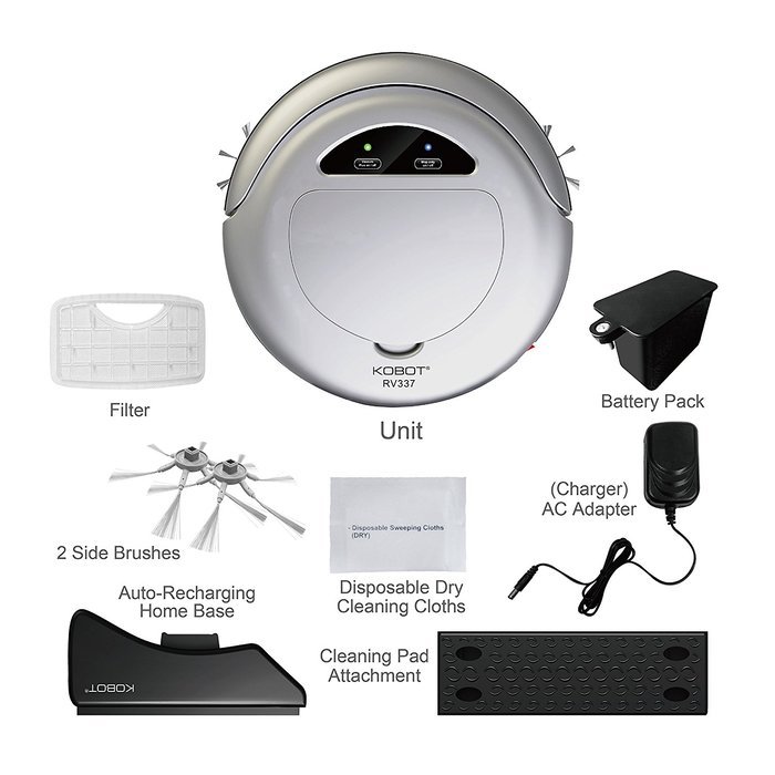 Techko Kobot RV337-SK Kobot Robotic Vacuum with Auto Charging Home Base, Silver N4