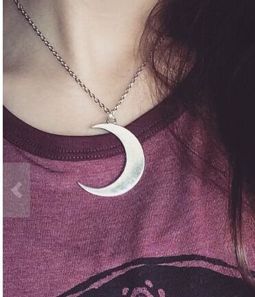 Silver Crescent Moon Necklace | Half Moon Necklace