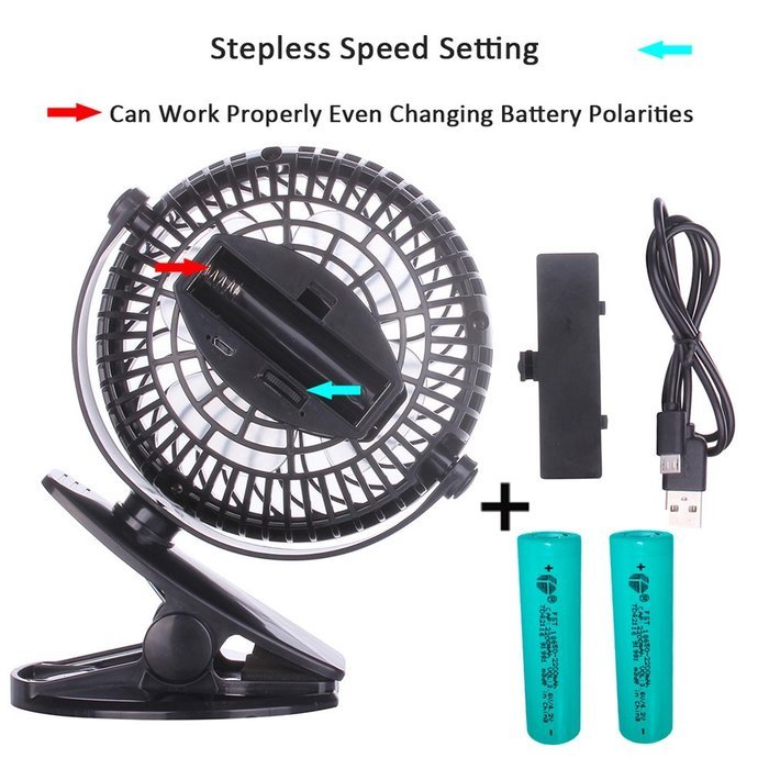 BLUBOON Clip on Fan Battery Operated Fan Portable for Baby Stroller 5" (Blue with Two Battery) N12