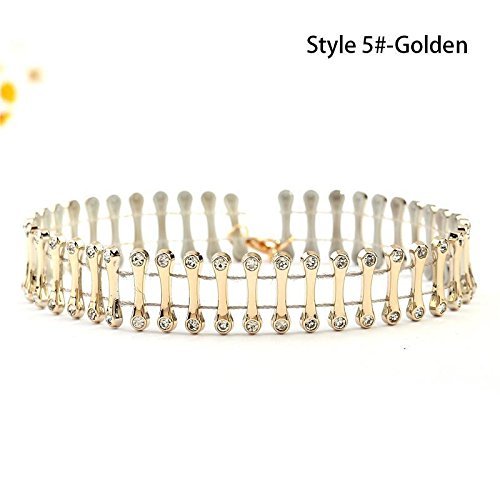 Women Gold Tiara Choker Collar Rhinestone Crystal Pendant Chain Necklace Jewelry N3