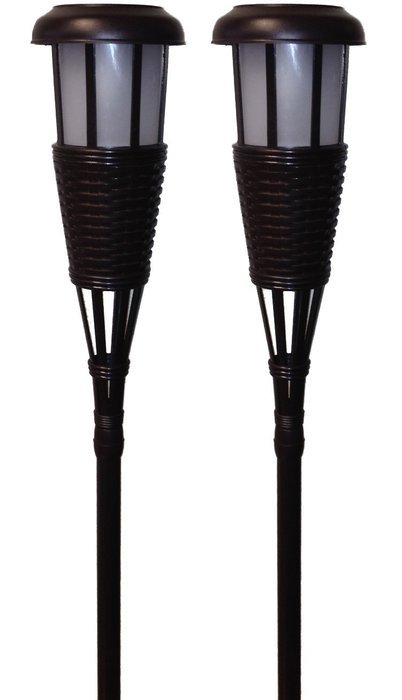 Newhouse Lighting Solar Flickering LED Tiki Torches, Dark Chocolate, 2-Pack N3
