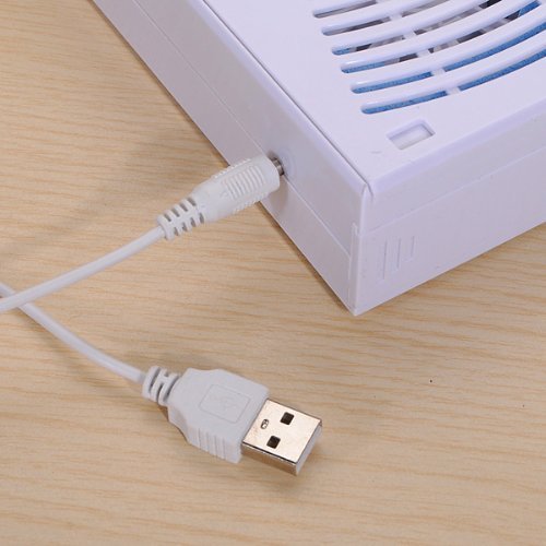 Water & Wood Mini Portable Bladeless Fan No Leaf Air Conditioner w/ USB Cable Desktop Blue