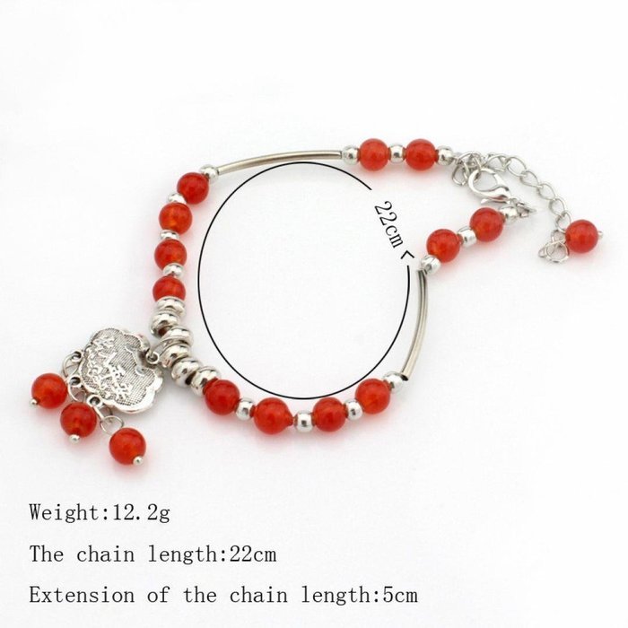 Voberry&reg; 1pc Women Beach Ingot Chain Red Pearl Chain Link Foot Anklet Chain Jewelry N3