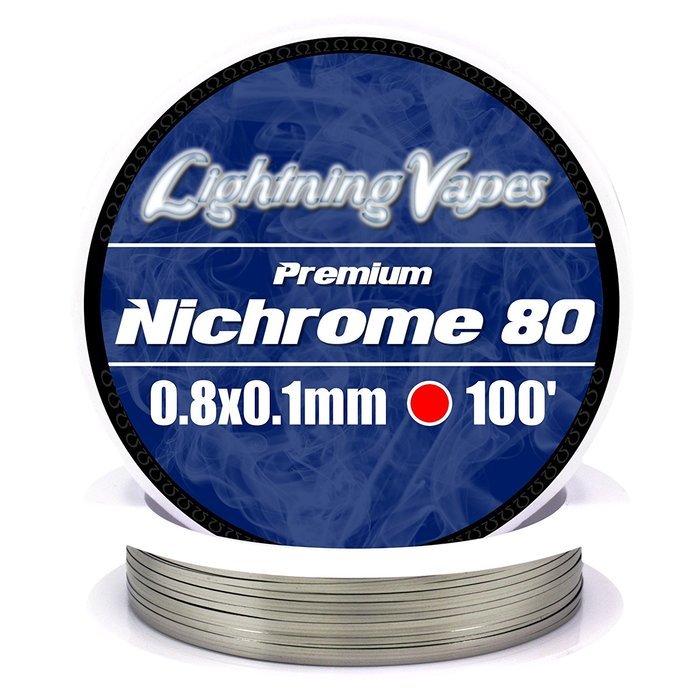 Genuine Lightning Vapes 0.8x.01mm Flat Ribbon Nichrome 80 Wire 100'