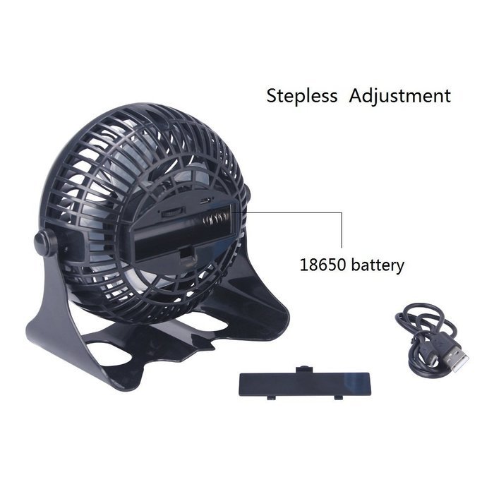 Battery Desk Fan Rechargeable Table Fan, Quietness, Stepless Speed Adjustable 5" (Black) N7