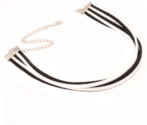 Fashion Velvet Trend Western Black and white stripes Multilayer Choker Necklace N4