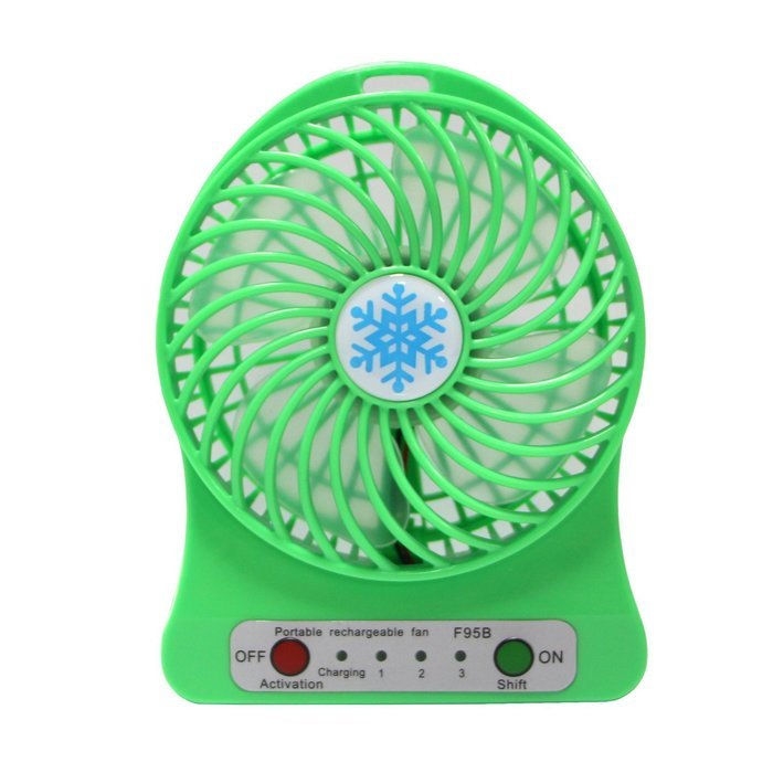 ReFeng Personal Battery Operated Fan Rechargeable with LED Light, Quiet (Green) N20