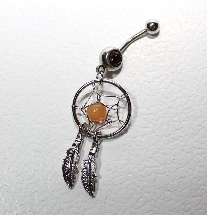 Kathy store INC 316l Surgical Steel 14g 7/16 Inch Crystal Gem Dream Catcher Belly Navel Barbell Bar Ring Body... N6