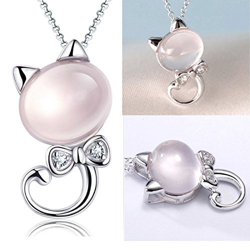 Women Cat Kitten Animal Furong Stone Pendant Sweet Present For Girl Friend