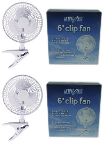 Active Air Fan - (2) Hydrofarm ACFC6 6" Clip On Office Kitchen Hydroponics Grow Fans N3