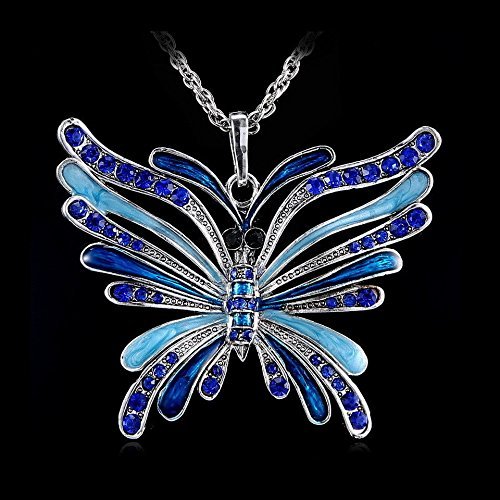 Retro Silver Jewelry Dragonfly Pendant Crystal Sweater Chain Necklace Xmas Gifts N11