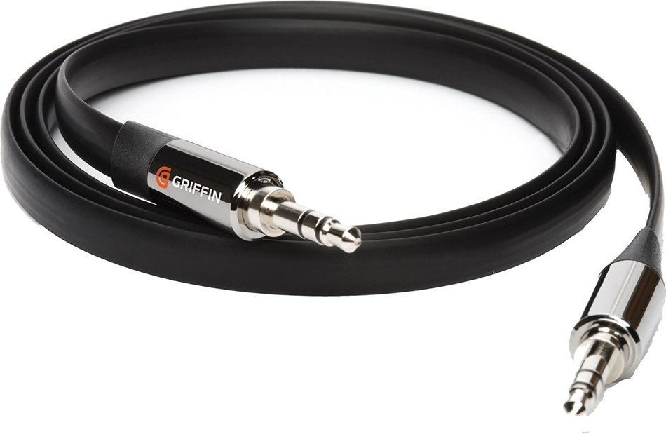 Griffin 6 Ft Flat AUX Cable in Black - Extra Long Auxiliary Cable