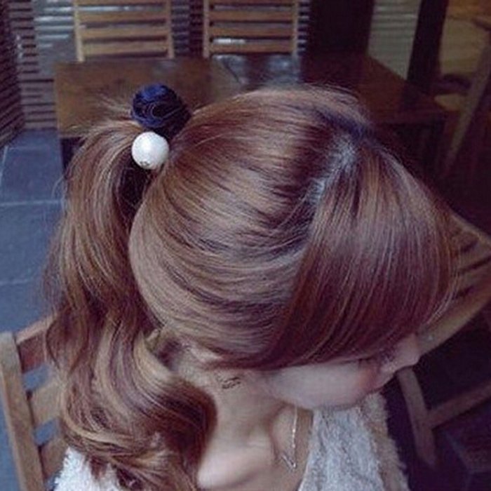 Spritech(TM) Rose Flower Hair Ring with Big Pearl Hair Band Hair Circle for Girl women Hair Accessories Hair Rope N4
