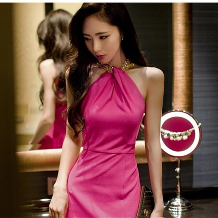 EVTECH(TM) Summer women's Slim Sleeveless Twisted Front Halter Top Strapless Ladies Long dress - White/L N5