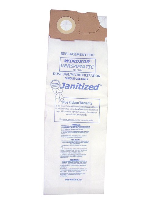 Janitized JAN 3-Ply Paper Premium replacement commercial vacuum bag for Windsor Versamatic , Karcher/Tornado