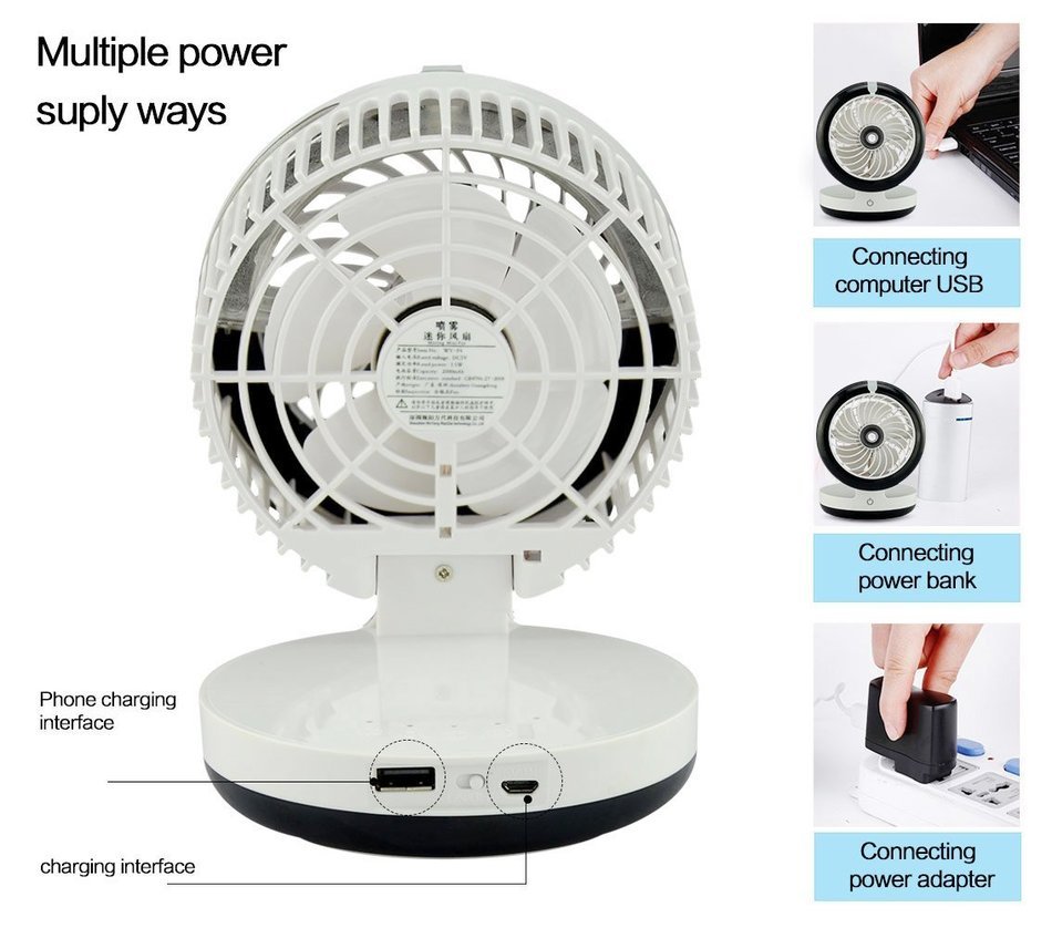 Topwell Humidifier Fan USB Mini Cooling Misting Fan Portable Water Spray Fan Rechargeable Humidifier Personal... N10