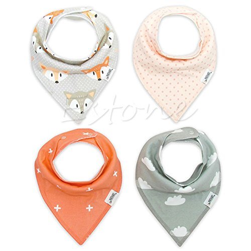 Unisex 4pcs Cotton Baby Feeding Saliva Towel Dribble Triangle Bandana Bibs N7